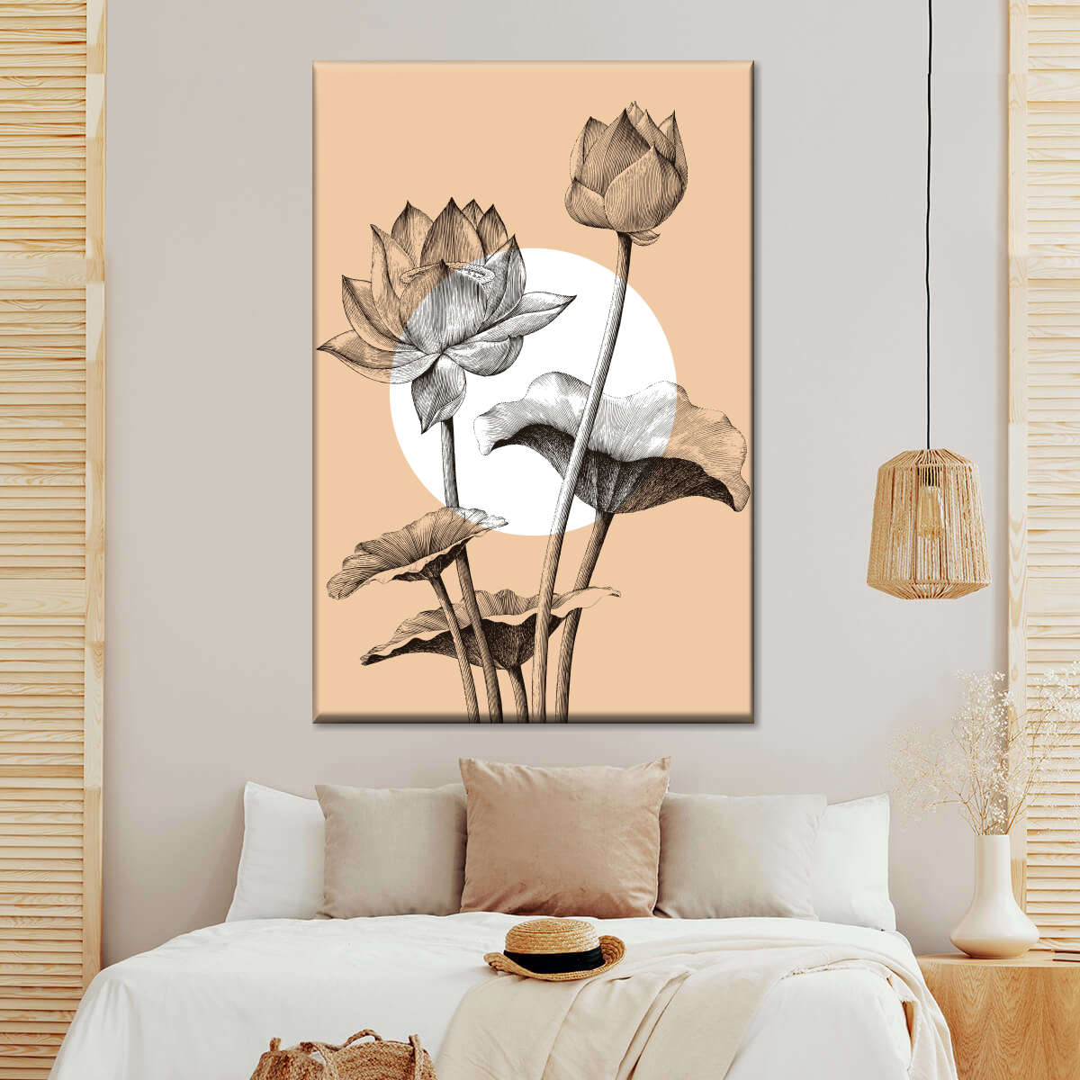 Peach Lotus Multi Panel Canvas Wall Art