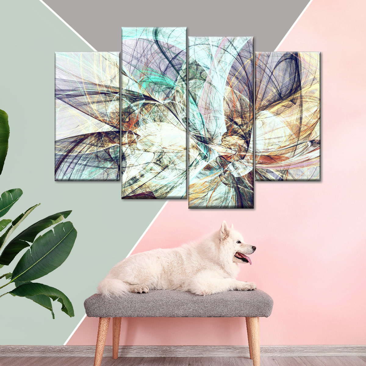 Abstract Line Twist Multi Panel Canvas Wall Art