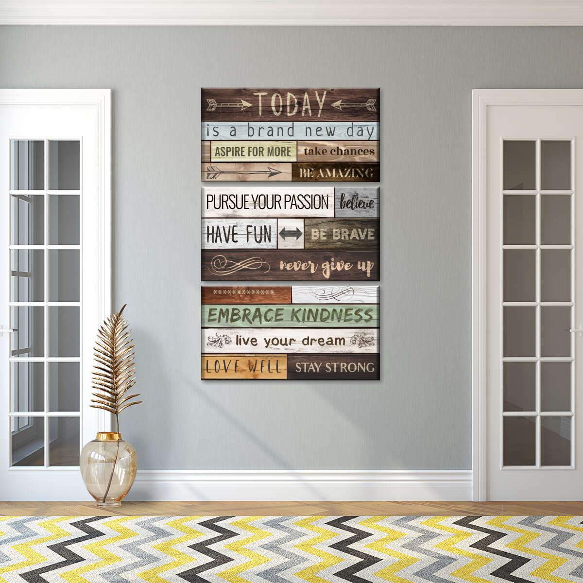 Today Wooden Collage Multi Panel Canvas Wall Art