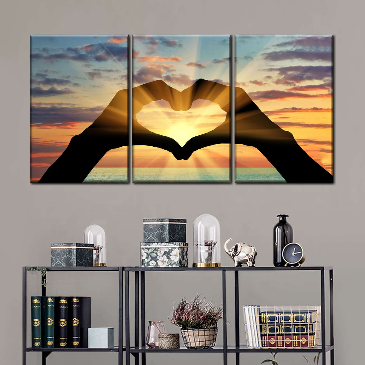 Love at Sunset Multi Panel Canvas Wall Art