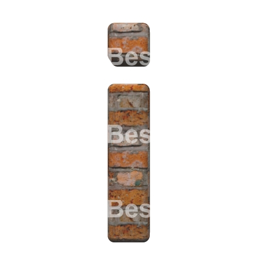 One lower case letter from old brick alphabet set, isolated on white.