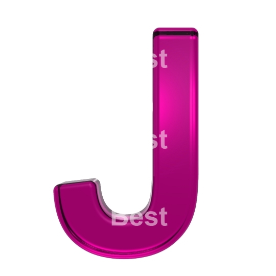 One letter from pink glass alphabet set, isolated on white.