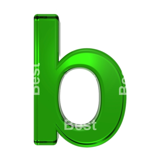 One lower case letter from emerald alphabet set, isolated on white