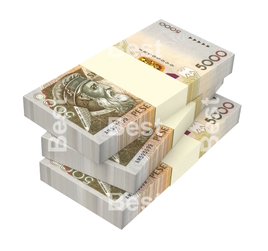 Albanian money isolated on white background