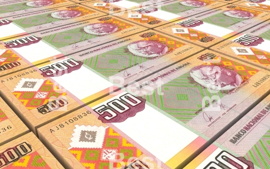 Angolan kwanza bills stacks background