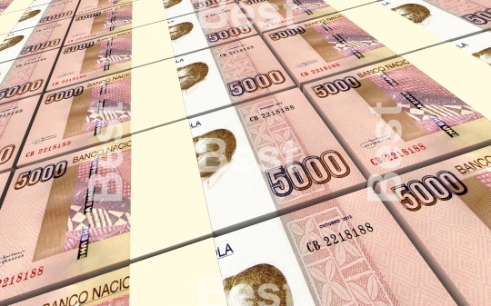 Angolan kwanza bills stacks background