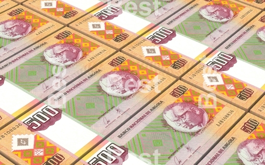 Angolan kwanza bills stacks background