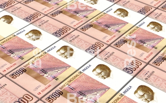 Angolan kwanza bills stacks background