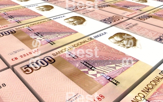 Angolan kwanza bills stacks background