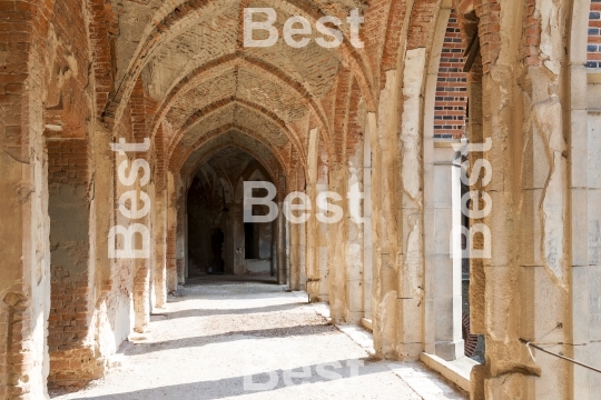 Arch way in ancient palace. 