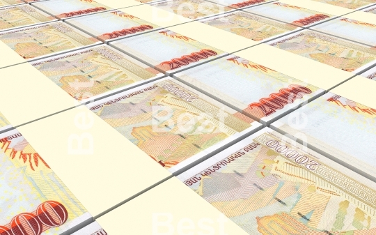 Armenian drams bills stacked background