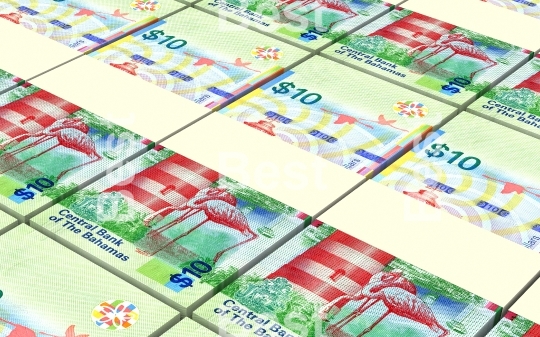 Bahamian dollar bills stacks background