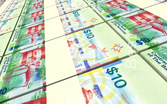 Bahamian dollar bills stacks background