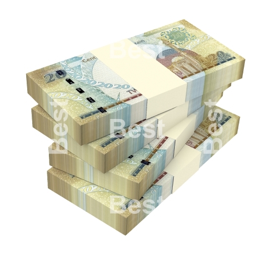 Bahraini dinar bills isolated on white background