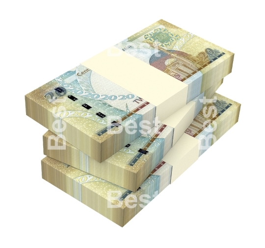 Bahraini dinar bills isolated on white background