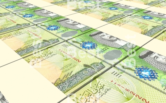 Bahraini dinar bills stacks background