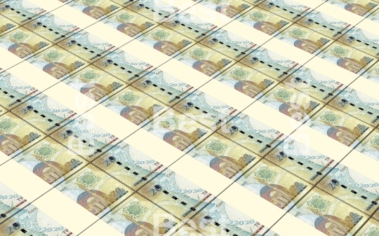 Bahraini dinar bills stacks background