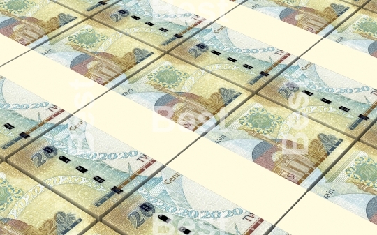 Bahraini dinar bills stacks background