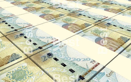 Bahraini dinar bills stacks background