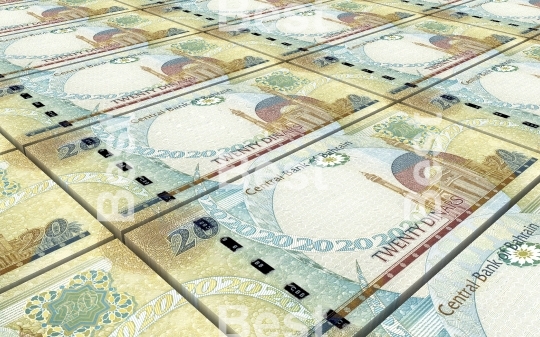 Bahraini dinar bills stacks background