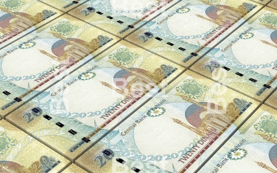 Bahraini dinar bills stacks background