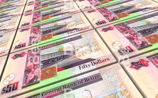 Belize dollars bills stacks background