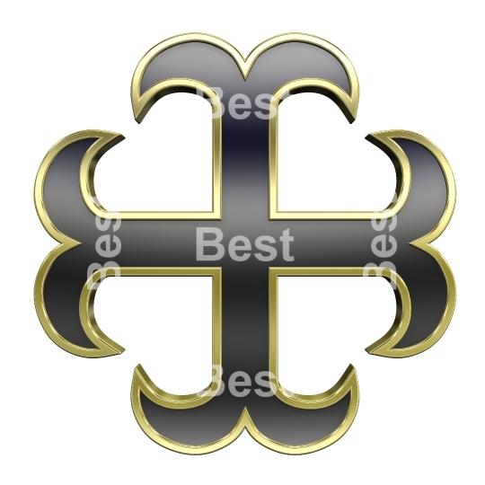 Black with gold frame heraldic cross isolated on white. 