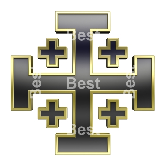 Black with gold frame heraldic cross isolated on white. 