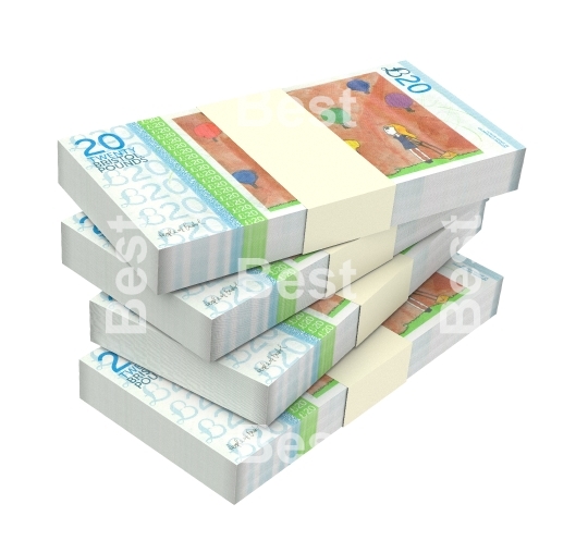 Bristol pound bills isolated on white background