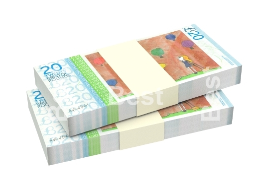 Bristol pound bills isolated on white background