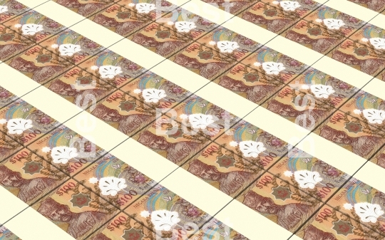 Brunei dollar bills stacks background