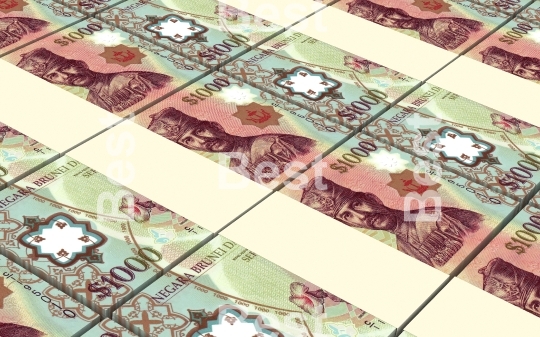 Brunei dollar bills stacks background