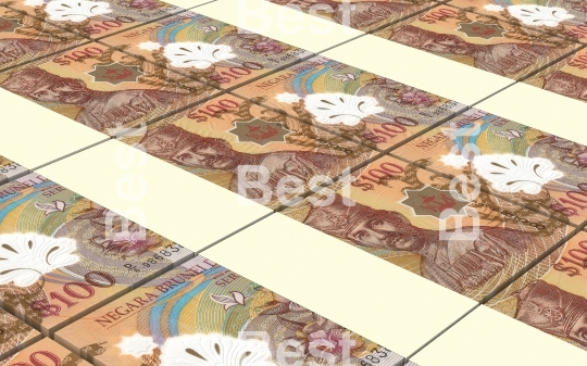 Brunei dollar bills stacks background