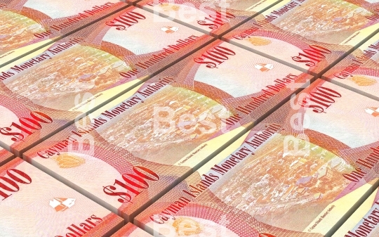 Cayman Islands money stacked background