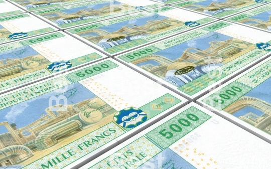 Central African CFA francs bills stacked background