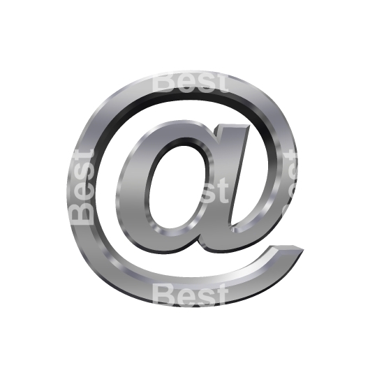 Chrome e-mail sign isolated on white. 