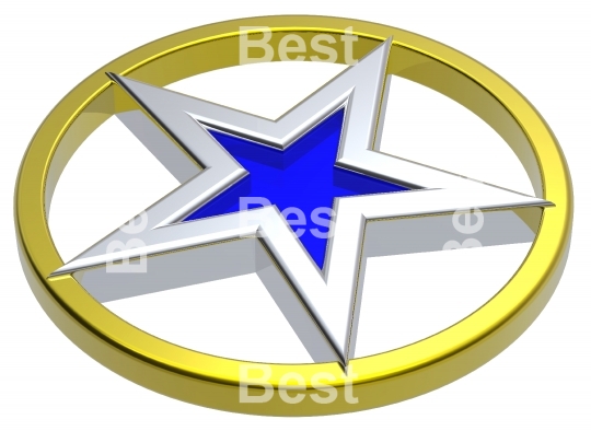 Chrome star in a gold circle