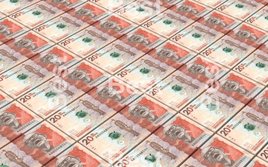 Colombian pesos bills stacks background.