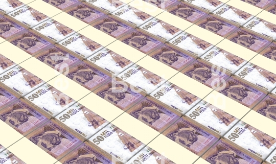 Colombian pesos bills stacks background