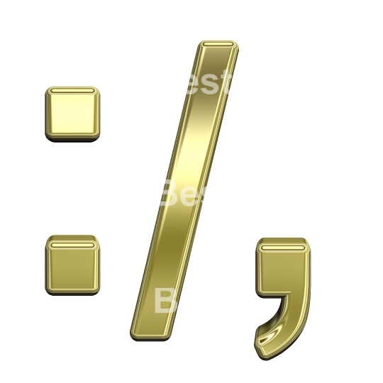 Colon, semicolon, period, comma from shiny gold alphabet set