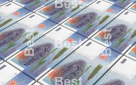 Comorian franc bills stacks background