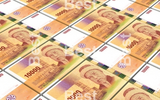 Comorian franc bills stacks background