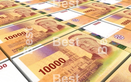 Comorian franc bills stacks background