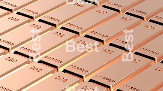 Copper ingots background.