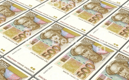 Croatian kuna bills stacks background