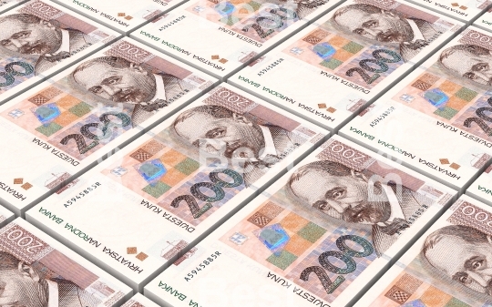 Croatian kuna bills stacks background