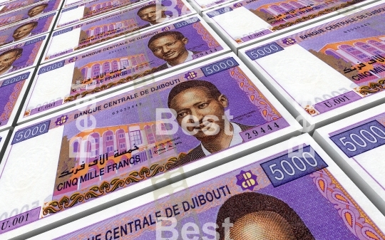 Djiboutian franc bills stacks background