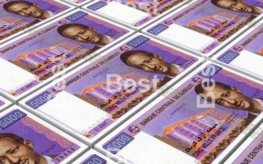 Djiboutian franc bills stacks background