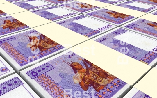 Djiboutian franc bills stacks background