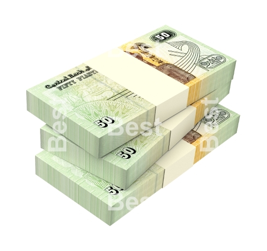 Egyptian piastre bills isolated on white background